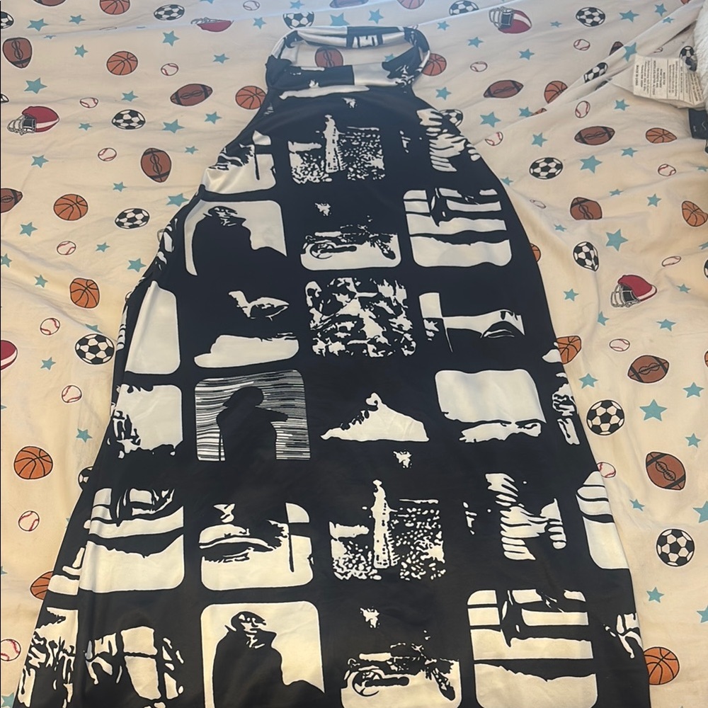 Mini Black and White Dress with Graphic Design